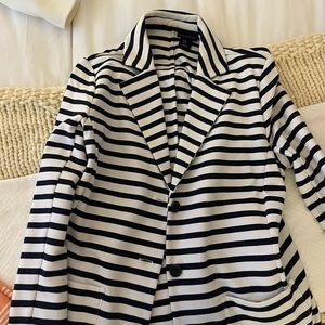 Navy blue and white blazer